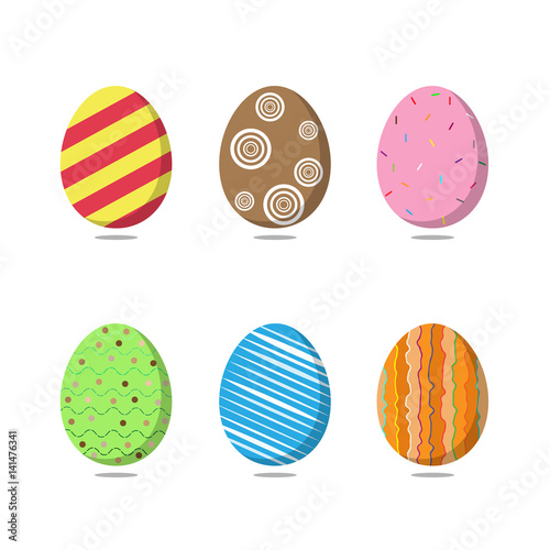 Set of colorful easter eggs on white background. Vector illustration © Thanaporn