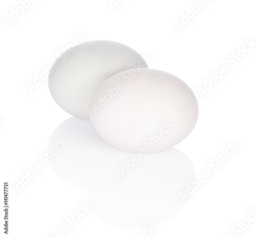 Duck eggs isolated on white background.