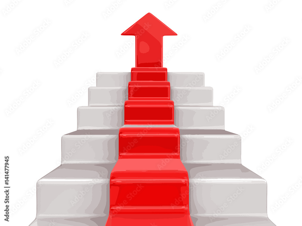 Staircase and arrow up. Image with clipping path Staircase and arrow up. Image with clipping path