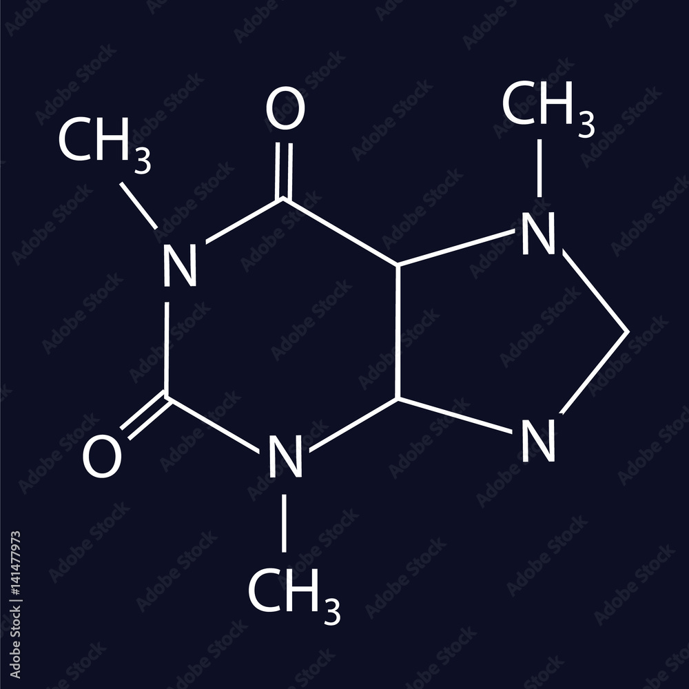 The chemical formula of caffeine (White on black background) The chemical formula of caffeine (White on black background)