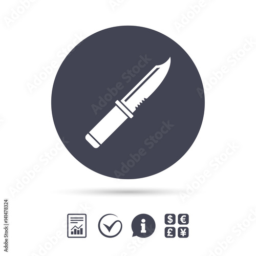 Knife sign icon. Edged weapons symbol.