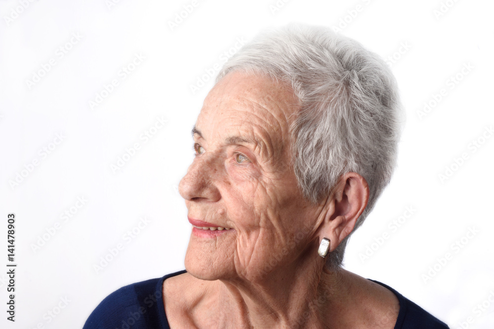 portrait of a senior woman on white background portrait of a senior woman on white background