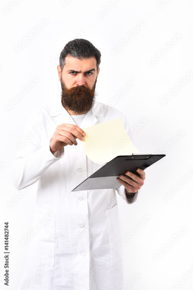 Bearded brutal caucasian doctor or postgraduate student Bearded brutal caucasian doctor or postgraduate student