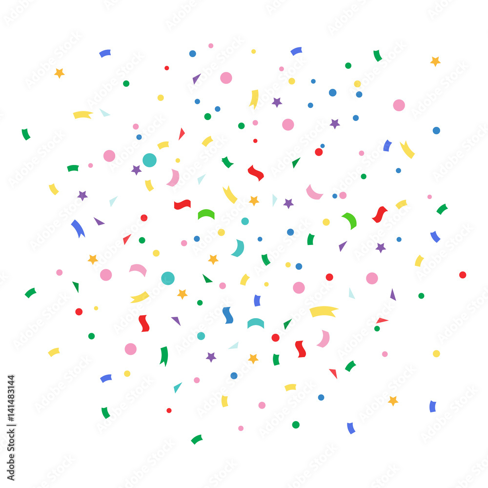 Abstract colorful explosion of confetti vector isolated on a white background. Vector illustration. Flat design element