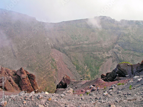 The smoking crater of Vesuvius.