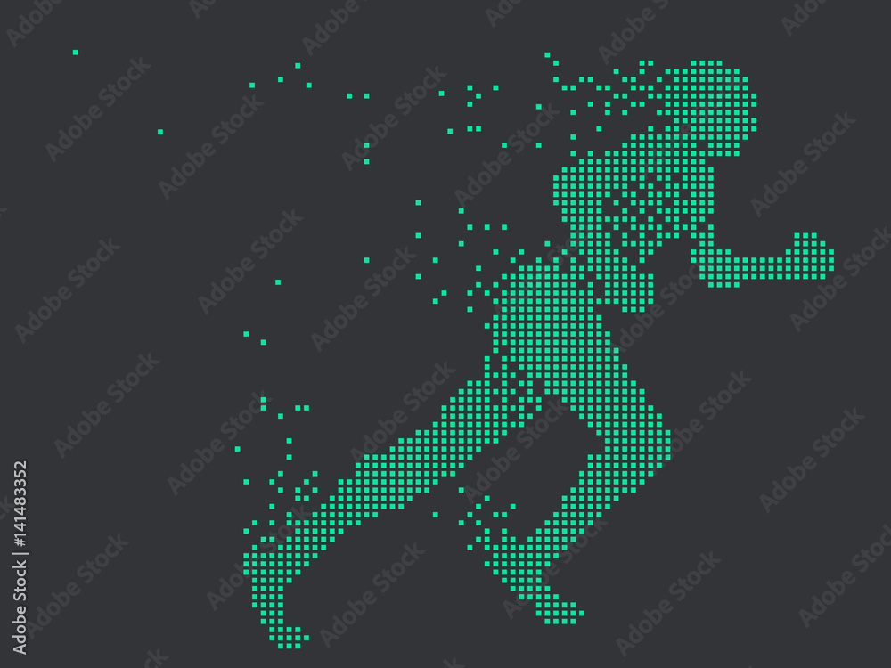 Running Man,vector graphics,composed of mosaic particle.