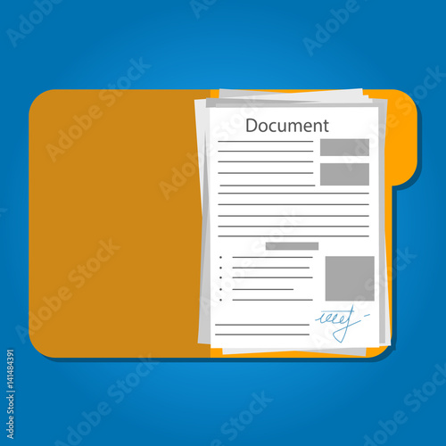 Document in folder. Vector. Isolated.