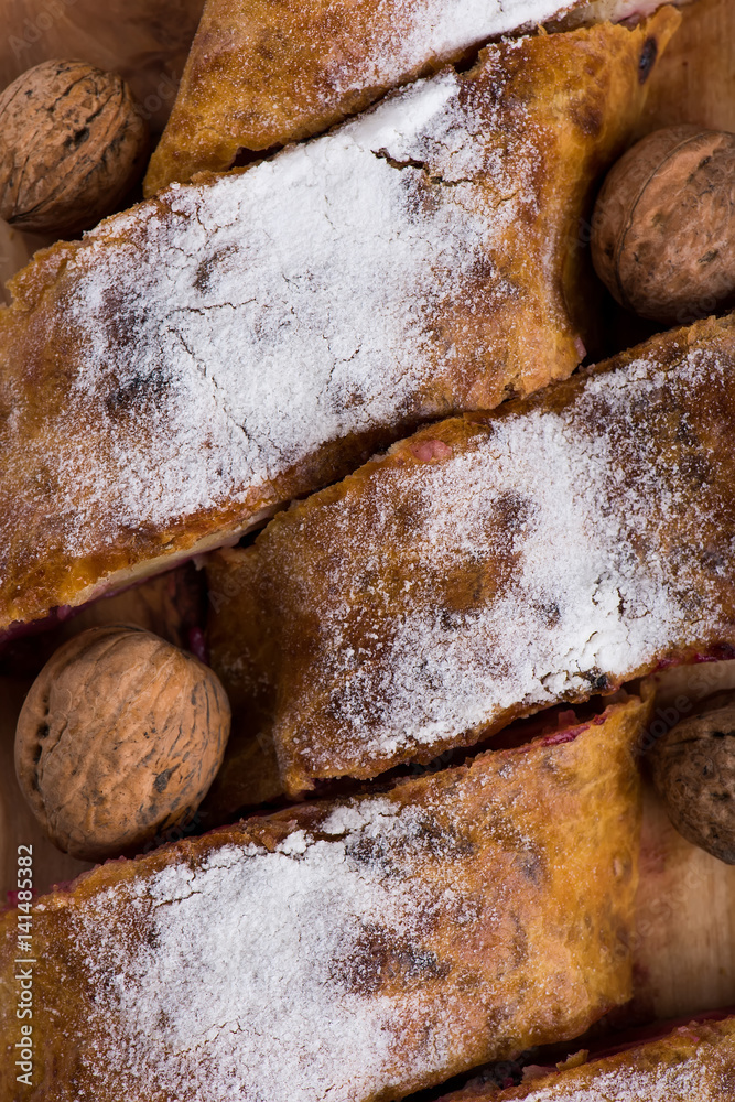 Homemade Apple strudel raspberries and walnuts Homemade Apple strudel raspberries and walnuts