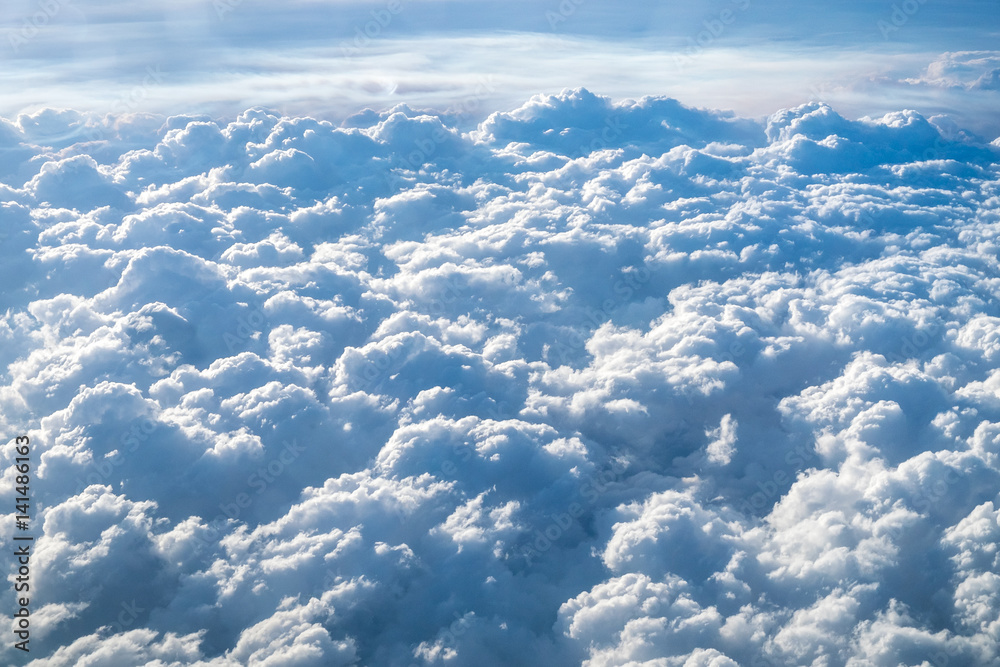 Sky photographed from top, White clouds over earth, Background dense  clouds, Realistic illustration far reaching view above clouds, High quality  cloud, Clouds with space Stock Photo | Adobe Stock