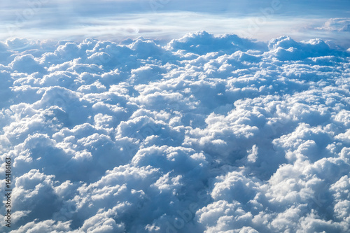 Sky photographed from top, White clouds over earth, Background dense clouds, Realistic illustration far reaching view above clouds, High quality cloud, Clouds with space