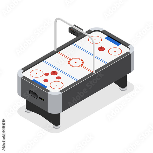 Table Air Hockey Game Isometric View. Vector
