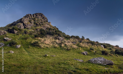 Brentor in the Dartmoor National Park. Evening. The clouds are gathering. Devon. England