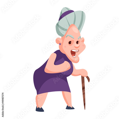 Old lady with walking cane