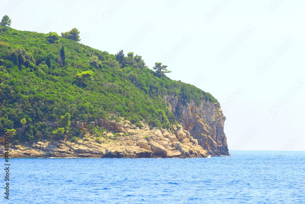 Fototapeta premium Island Lokrum near Dubrovnik in Croatia, rocky cliffs 