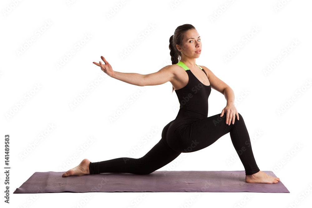 Girl stretch yoga pilates isolated