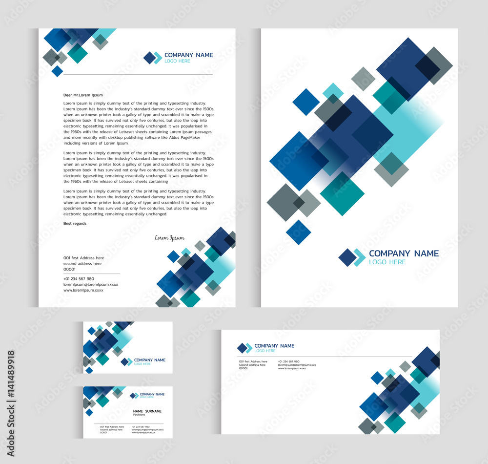 Layout template size A4 cover, page business card and letter - Blue Diamond layer sharp abstract Vector set design Layout template size A4 cover, page business card and letter - Blue Diamond layer sharp abstract Vector set design