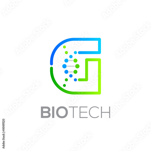 Letter G Green and Blue with abstract biotechnology logotype,Technology DNA vector concept