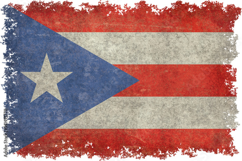 Flag of Puerto Rico with Vintage textures and edges