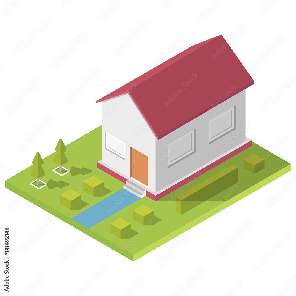Isometric house with a long shadow Isometric house with a long shadow