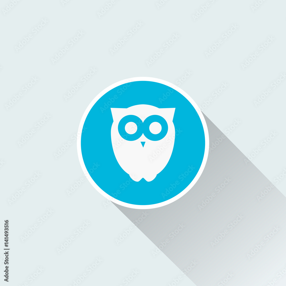 flat owl icon with long shadow