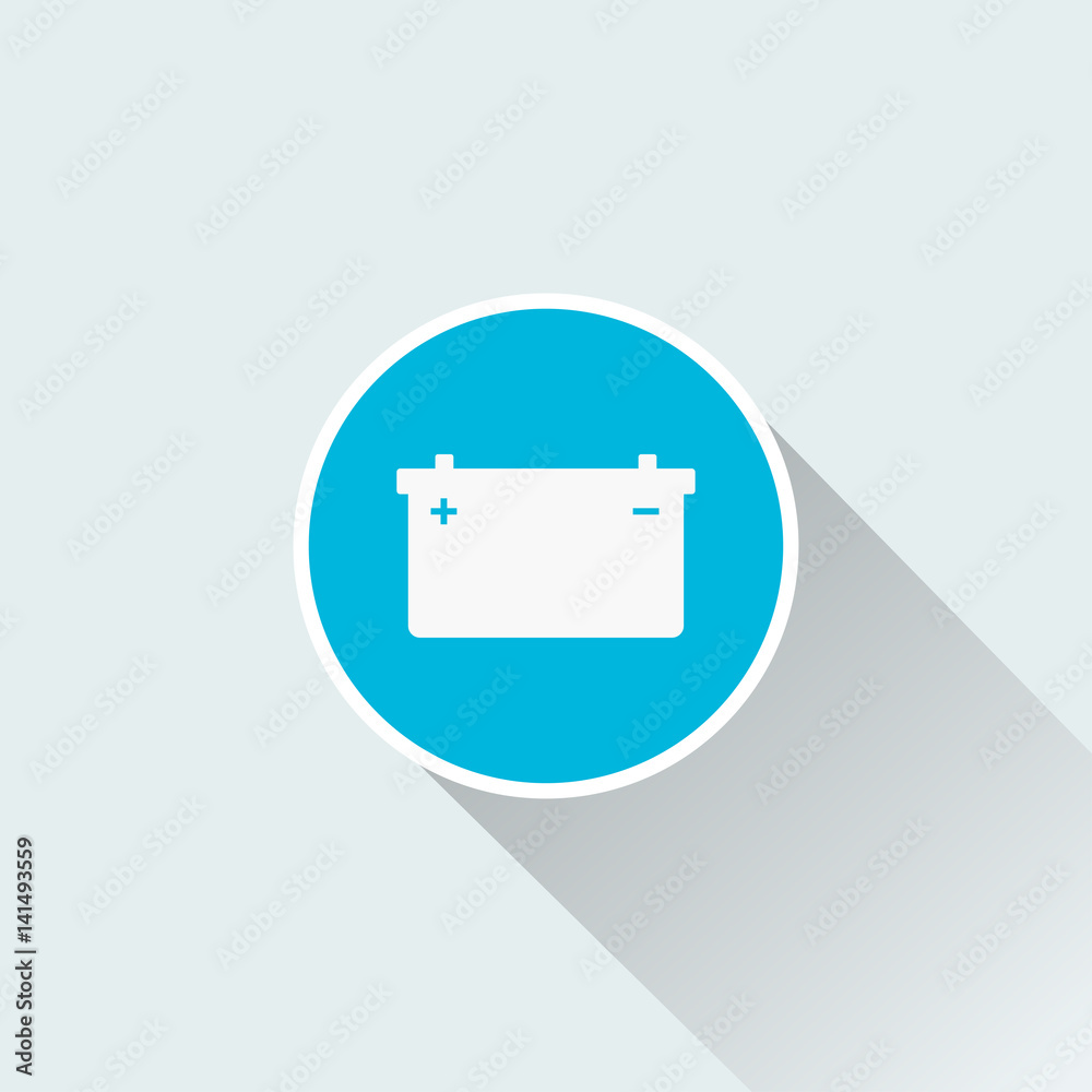 flat car battery icon with long shadow flat car battery icon with long shadow