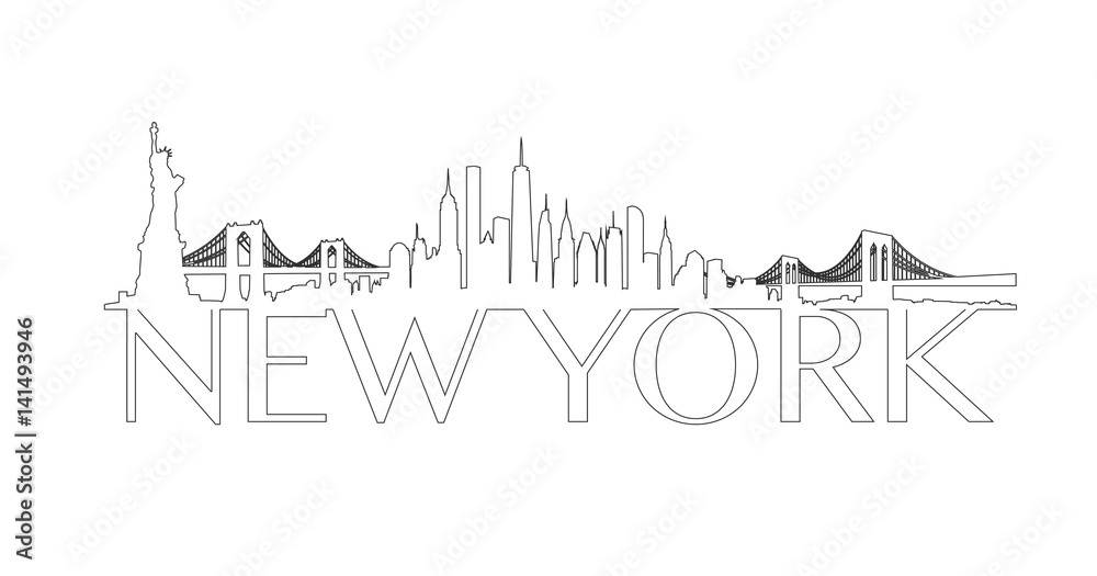 New York City Skyline Vector outline