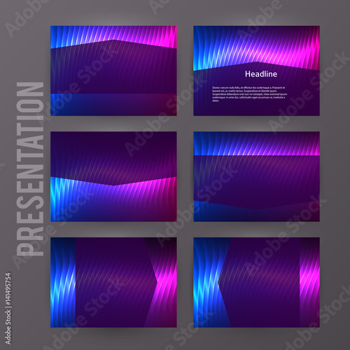 Presentation template powerpoint background aurora boreal neon effect02