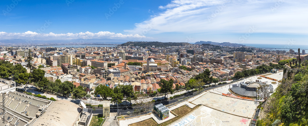 Panoramic view of Cagliari old town, Sardinia, Italy