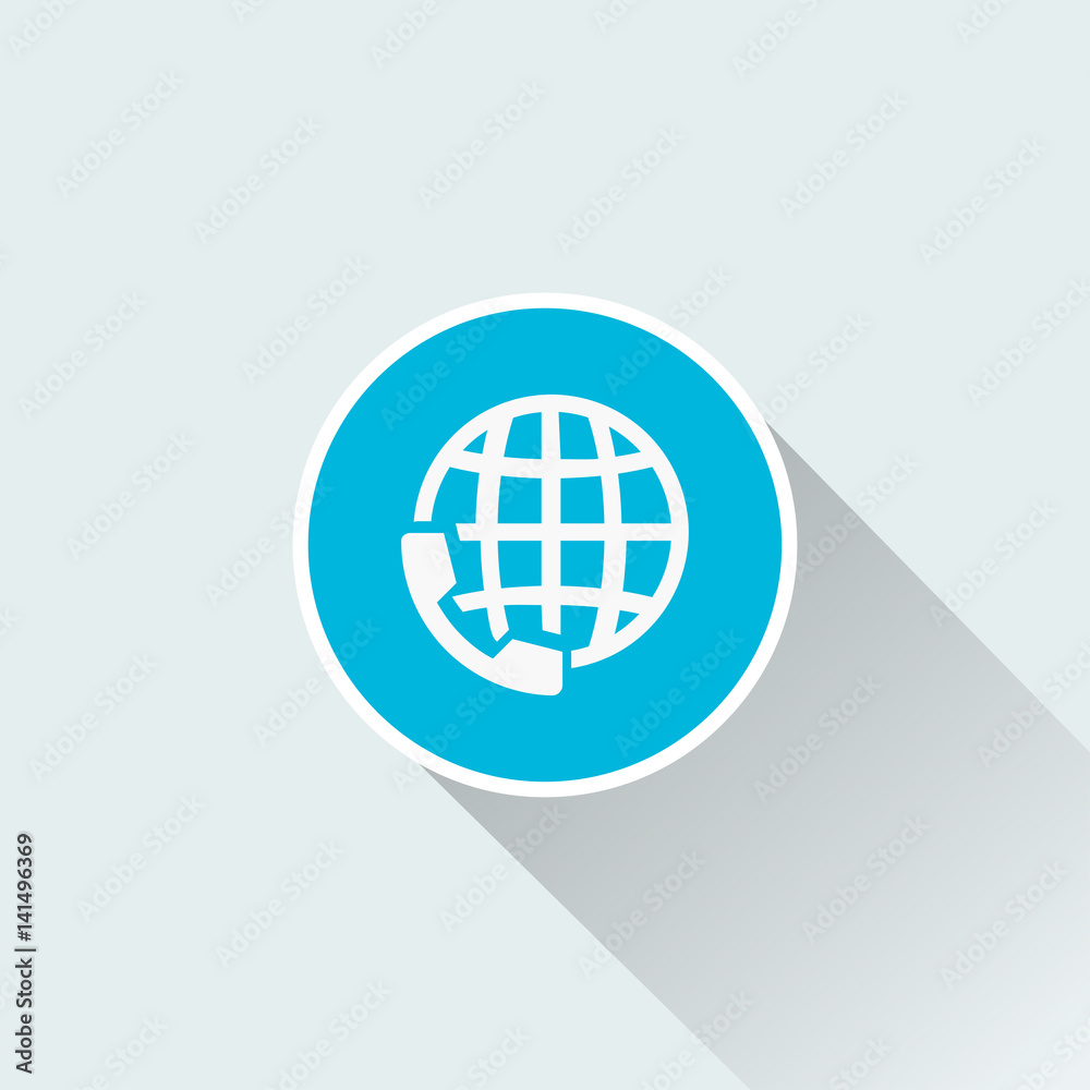 flat International calls worldwide icon flat International calls worldwide icon