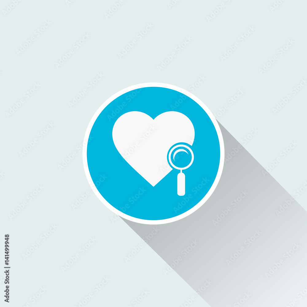searching a love icon with long shadow searching a love icon with long shadow