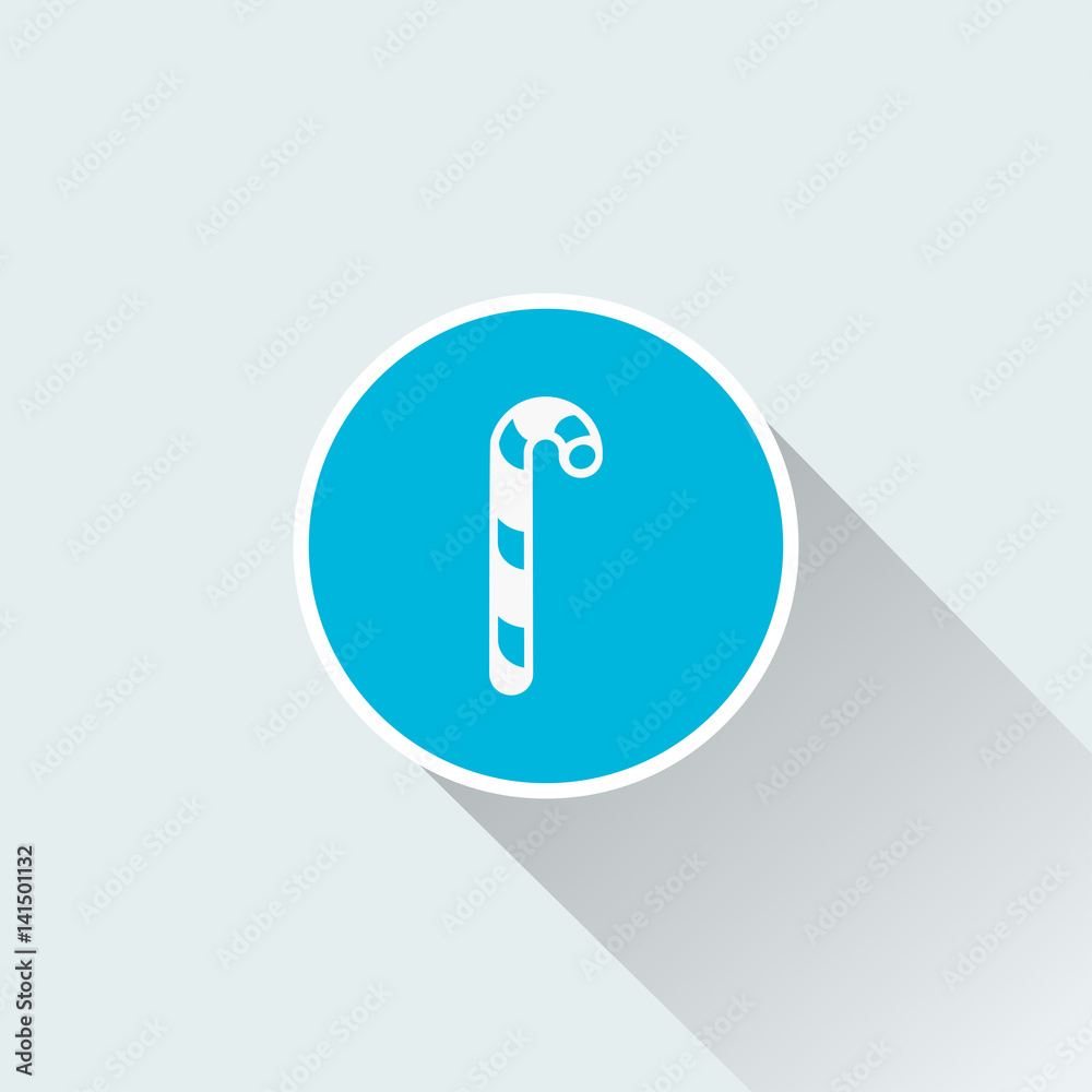 Candy cane icon with long shadow Candy cane icon with long shadow