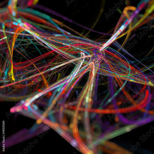 Abstract image. Fractal./Abstract image with yellow, red and blue colors.