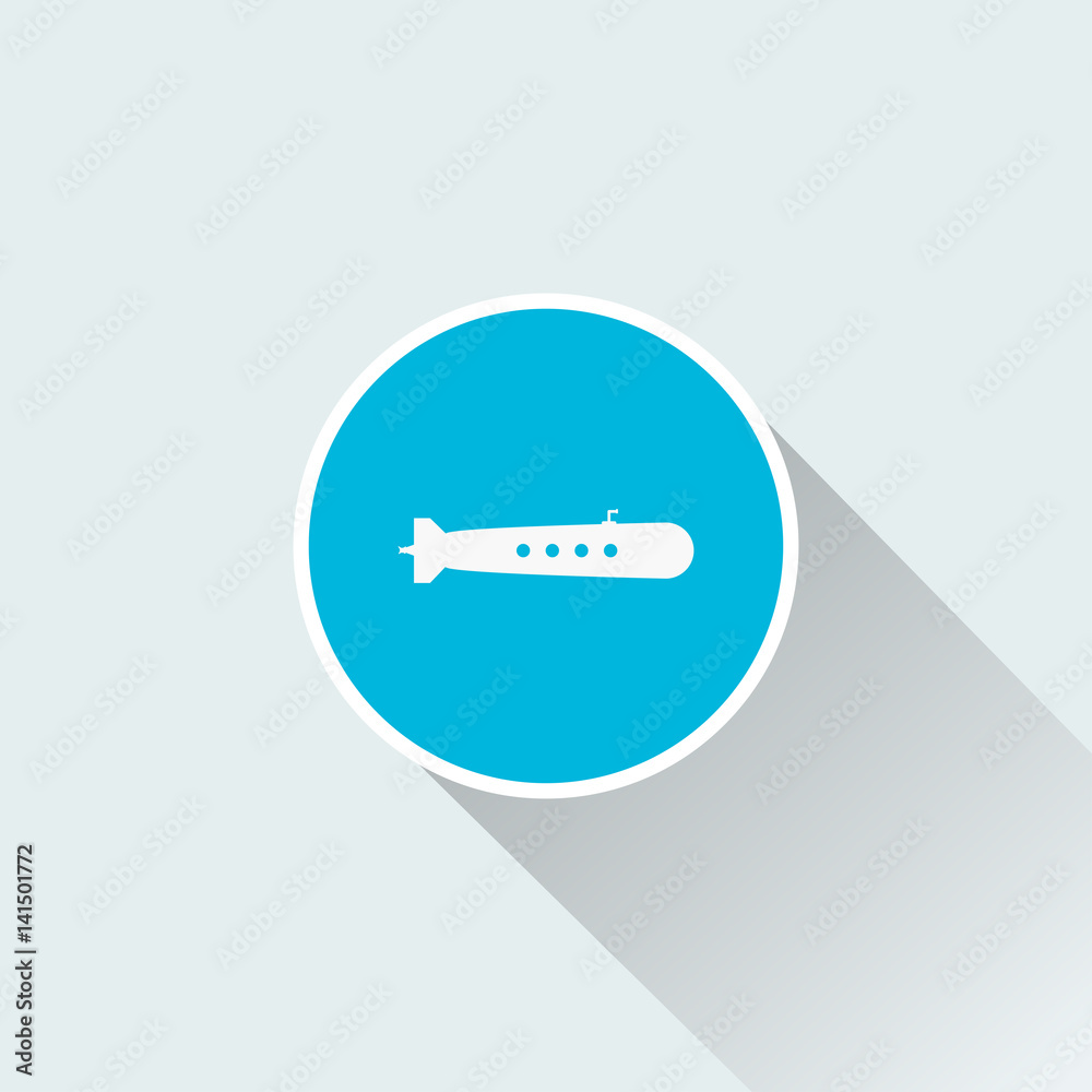 flat Submarine icon with long shadow flat Submarine icon with long shadow