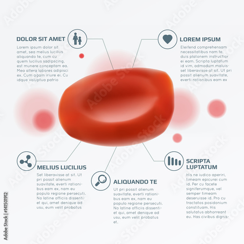 Abstract 3d red moleculeblood cell infographics on white background