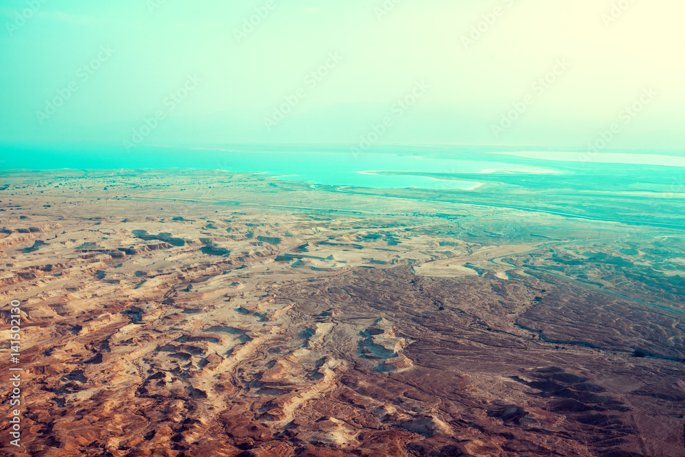 View of the Judean Desert from Mount Yair, Ein Gedi. Top view