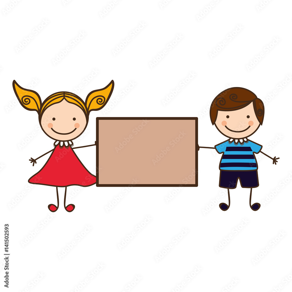 couple boy and girl with card, vector illustration design couple boy and girl with card, vector illustration design
