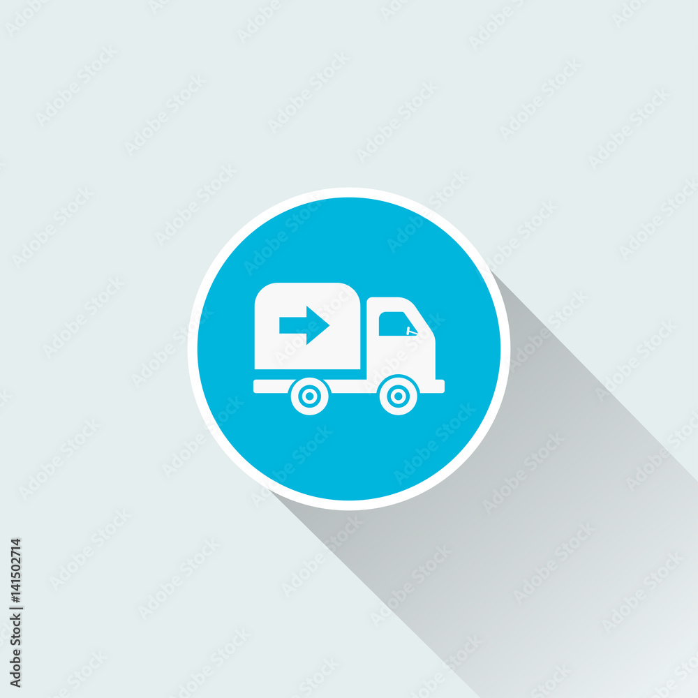 delivery truck icon with long shadow