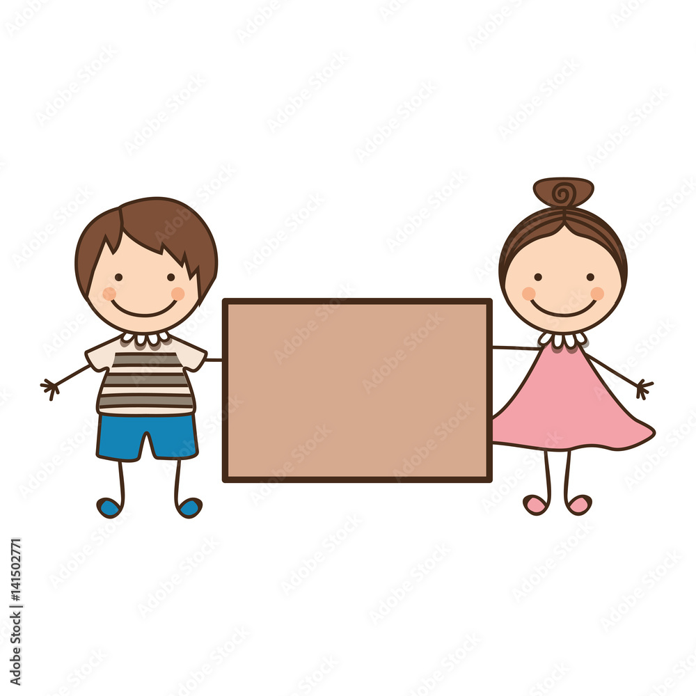 couple boy and girl with card, vector illustration design couple boy and girl with card, vector illustration design