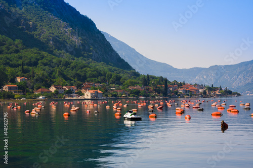 Oyster farms in the Kotor Bay, Montenegro, Kotor-Risan 
