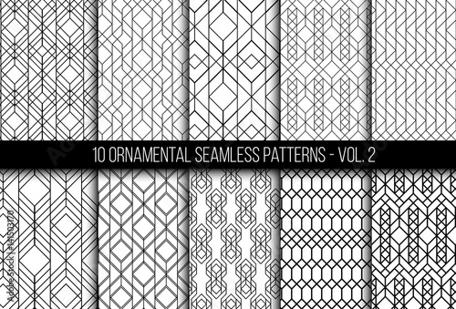 Set of universal different geometric seamless patterns