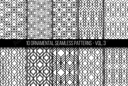Set of universal different geometric seamless patterns