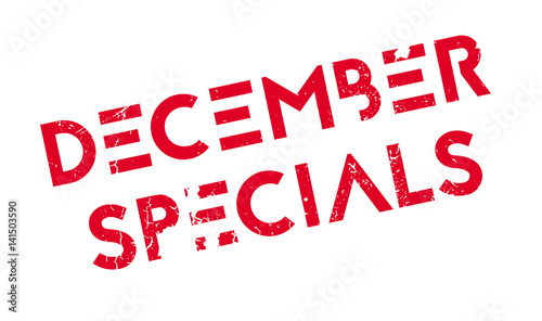 December Specials rubber stamp. Grunge design with dust scratches. Effects can be easily removed for a clean, crisp look. Color is easily changed.