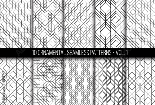 Set of universal different geometric seamless patterns