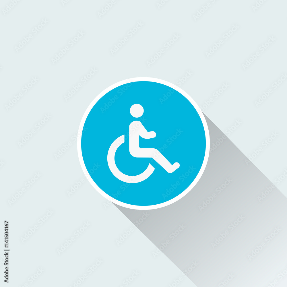 Wheelchair icon with long shadow Wheelchair icon with long shadow