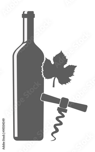 wine bottle and corkscrew icon over background. vector illustration