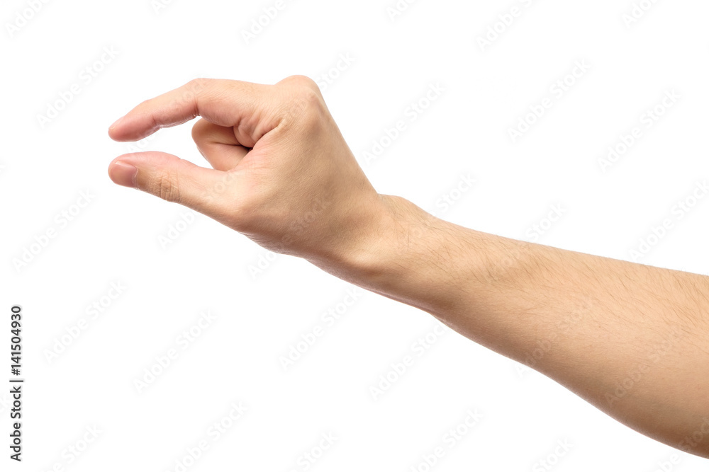 Man hand's measuring invisible item isolated Man hand's measuring invisible item isolated