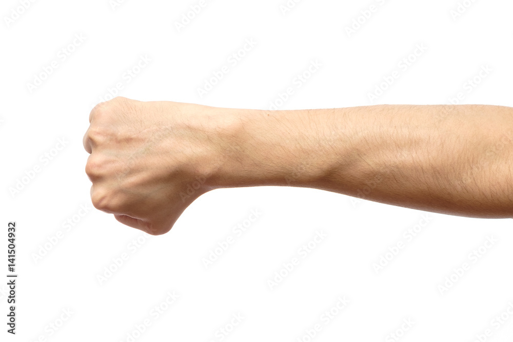 Male clenched fist isolated on white Male clenched fist isolated on white