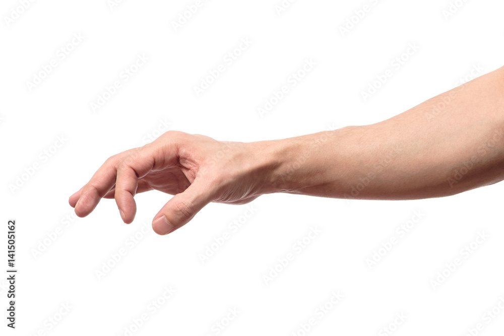 Man hand's measuring invisible item isolated Man hand's measuring invisible item isolated
