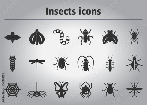 Collection of stylish vector icons insects