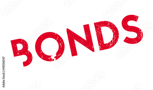 Bonds rubber stamp. Grunge design with dust scratches. Effects can be easily removed for a clean, crisp look. Color is easily changed.